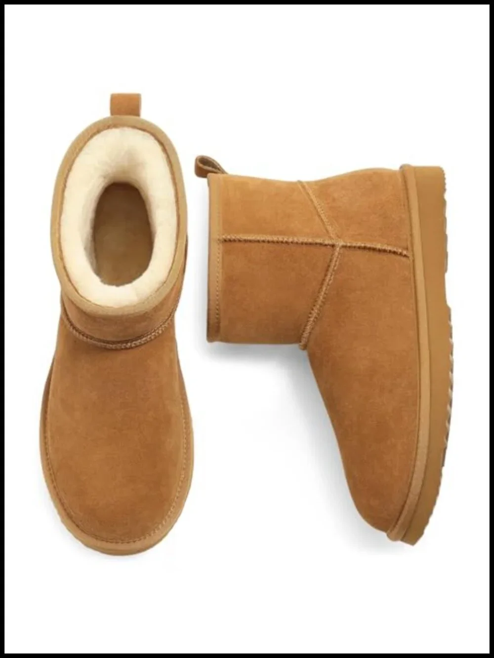 Genuine Suede Winter Snow Boots with Faux Fur Lining Ankle High Pull-On